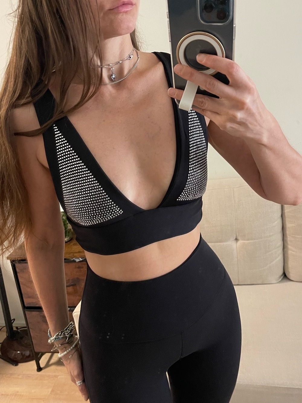 ZARA NEW WOMAN SS24 Black Shimmery Crop Top – Size Small